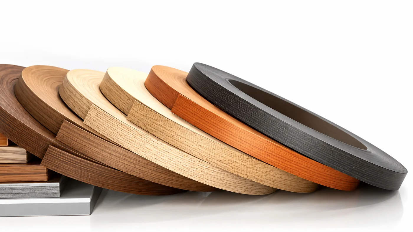 Apple PVC edge band tape rolls in wood grain and solid colours